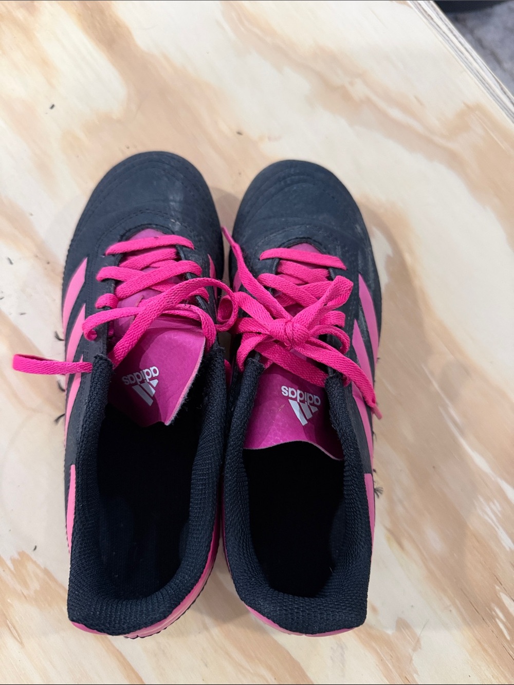 Kids adidas Black and Hot Pink Low-Top soccer cleats